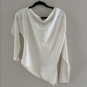 Astr White Draped Asymmetric Blouse